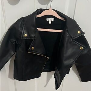 Tahari Black Faux Leather Kids Jacket